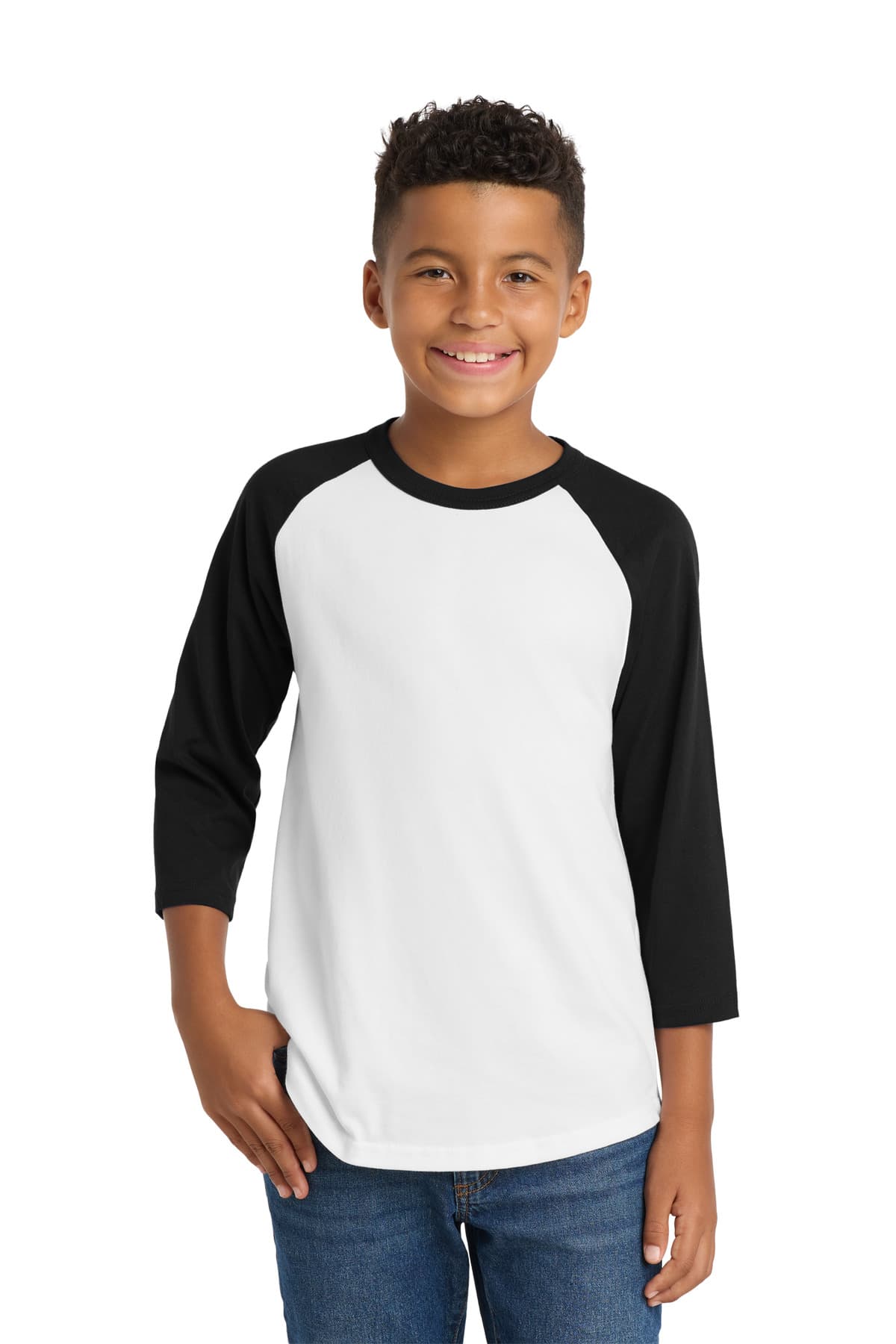 Sport-Tek Sport-Tek Youth Colorblock Raglan Jersey.  YT200 in White/ Black