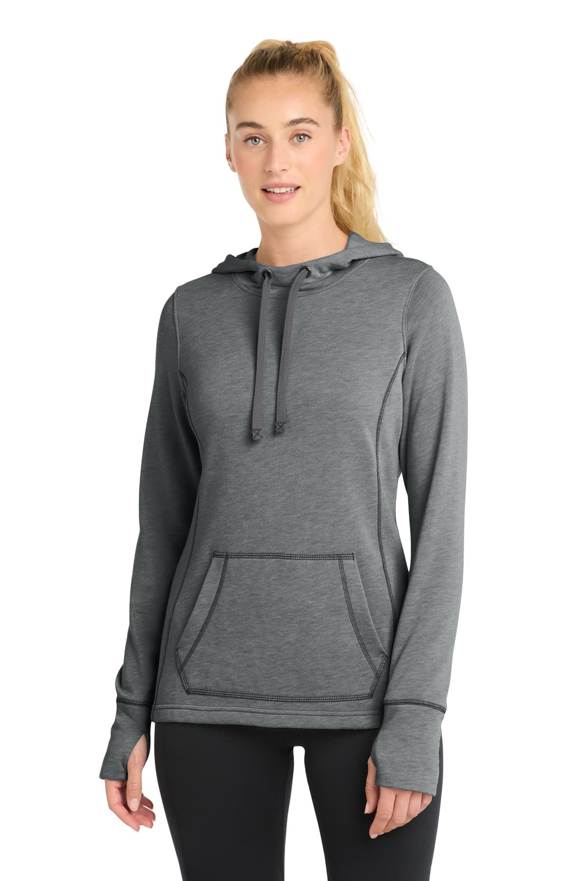 Sport-Tek Sport-Tek  Women's PosiCharge  Tri-Blend Wicking Fleece Hooded Pullover. LST296