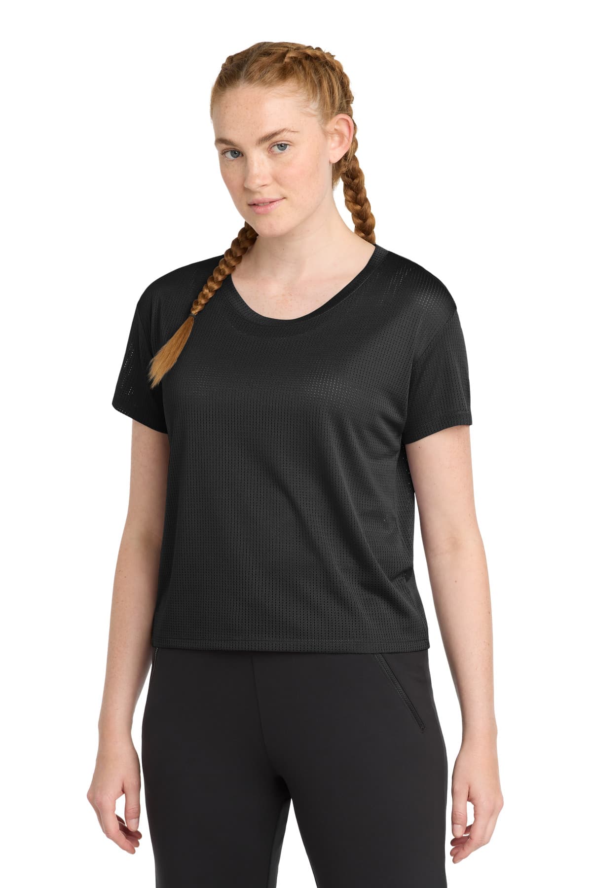 Sport-Tek Sport-Tek  Women's PosiCharge  Draft Crop Tee. LST411 in Black