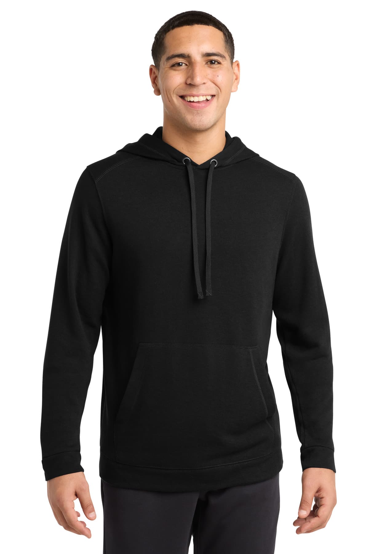 Sport-Tek Sport-Tek  PosiCharge  Tri-Blend Wicking Fleece Hooded Pullover. ST296 in Black Triad Solid