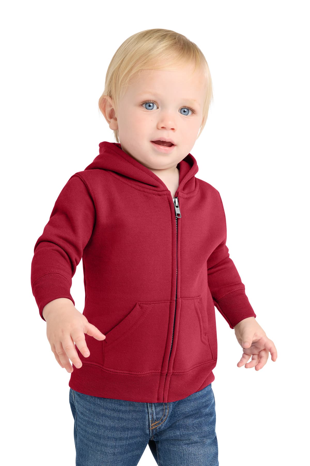 Port & Company Port & Co Infant Core Fleece Full-Zip Hooded Sweatshirt. CAR78IZH in Red