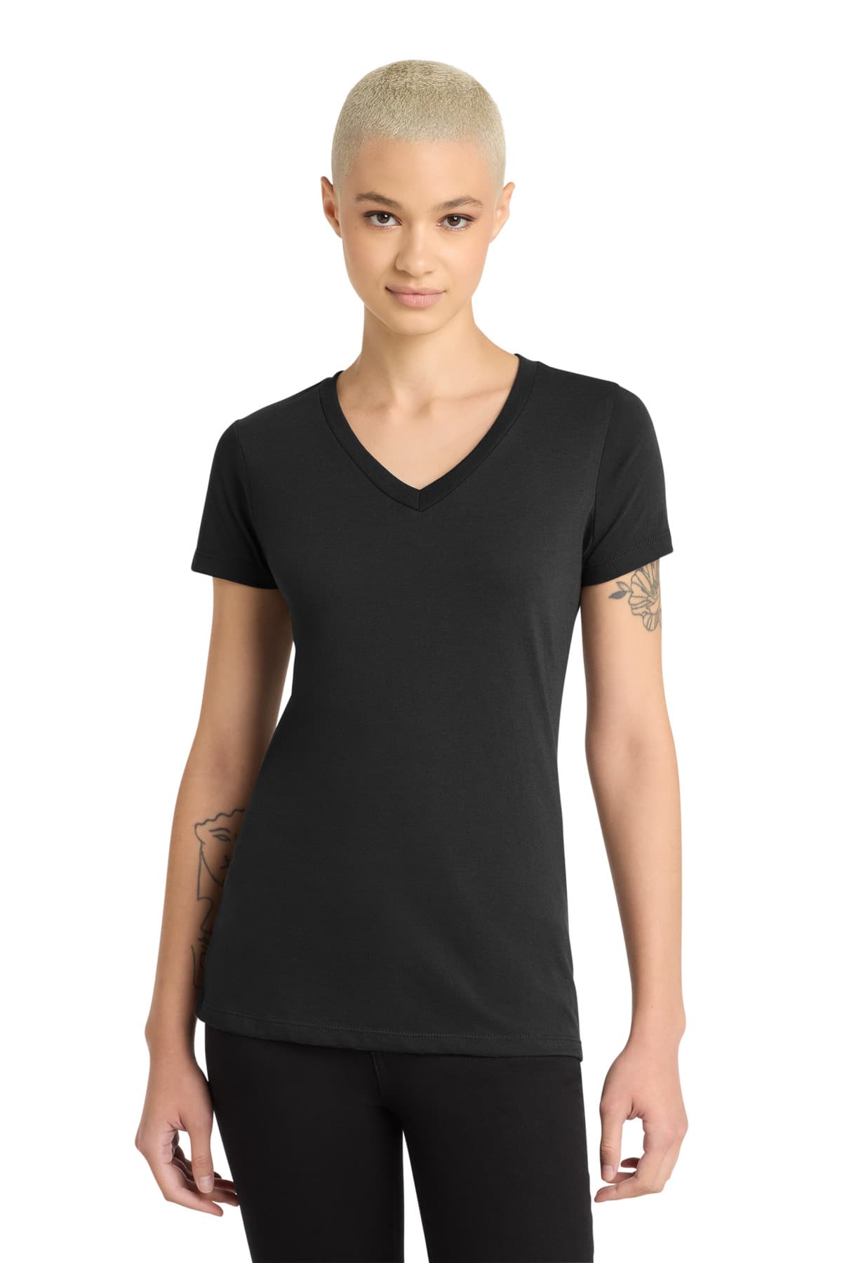 District District Women's Perfect Blend CVC V-Neck Tee. DM1190L