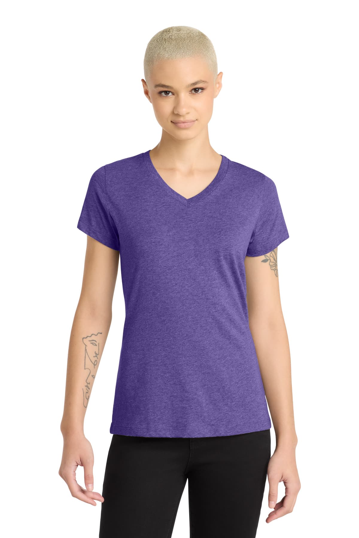 District District Women's Perfect Blend CVC V-Neck Tee. DM1190L