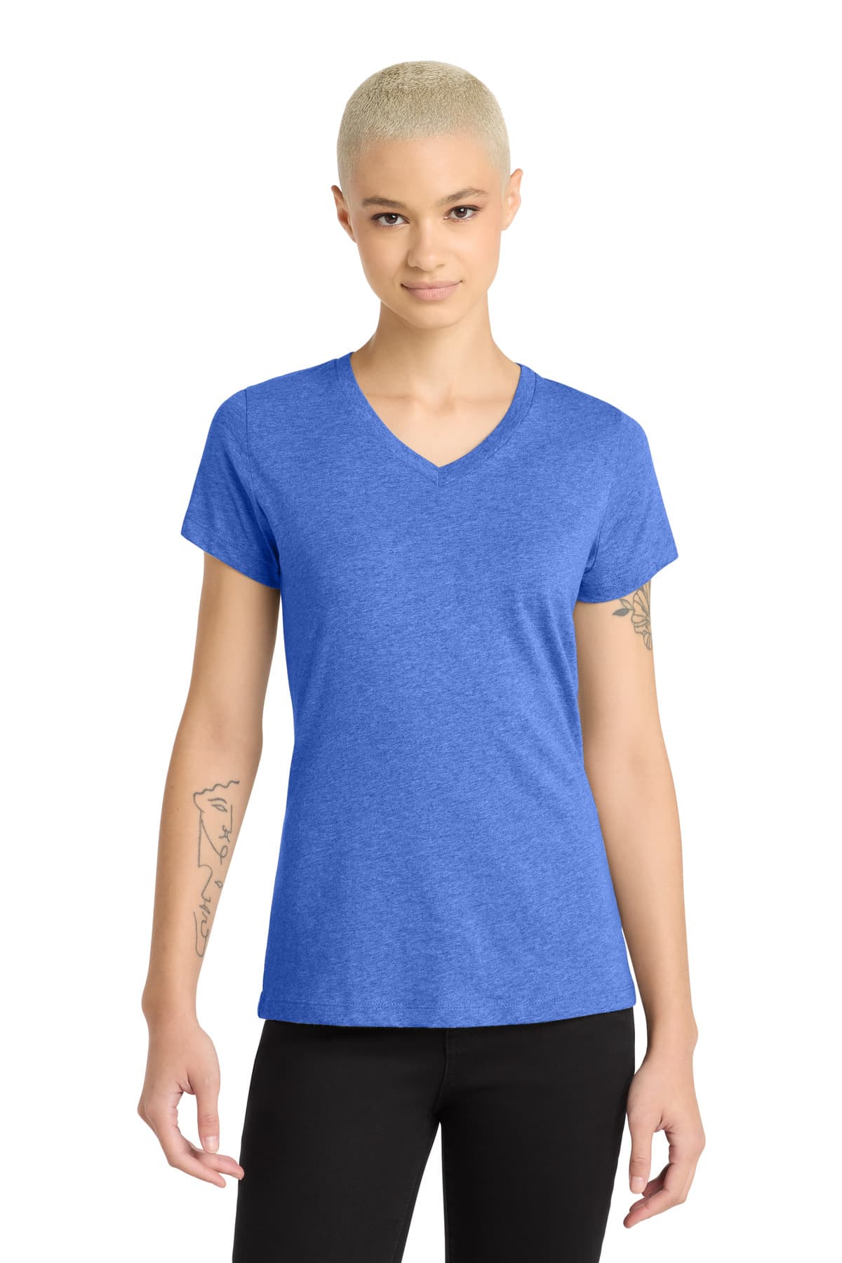 District District Women's Perfect Blend CVC V-Neck Tee. DM1190L