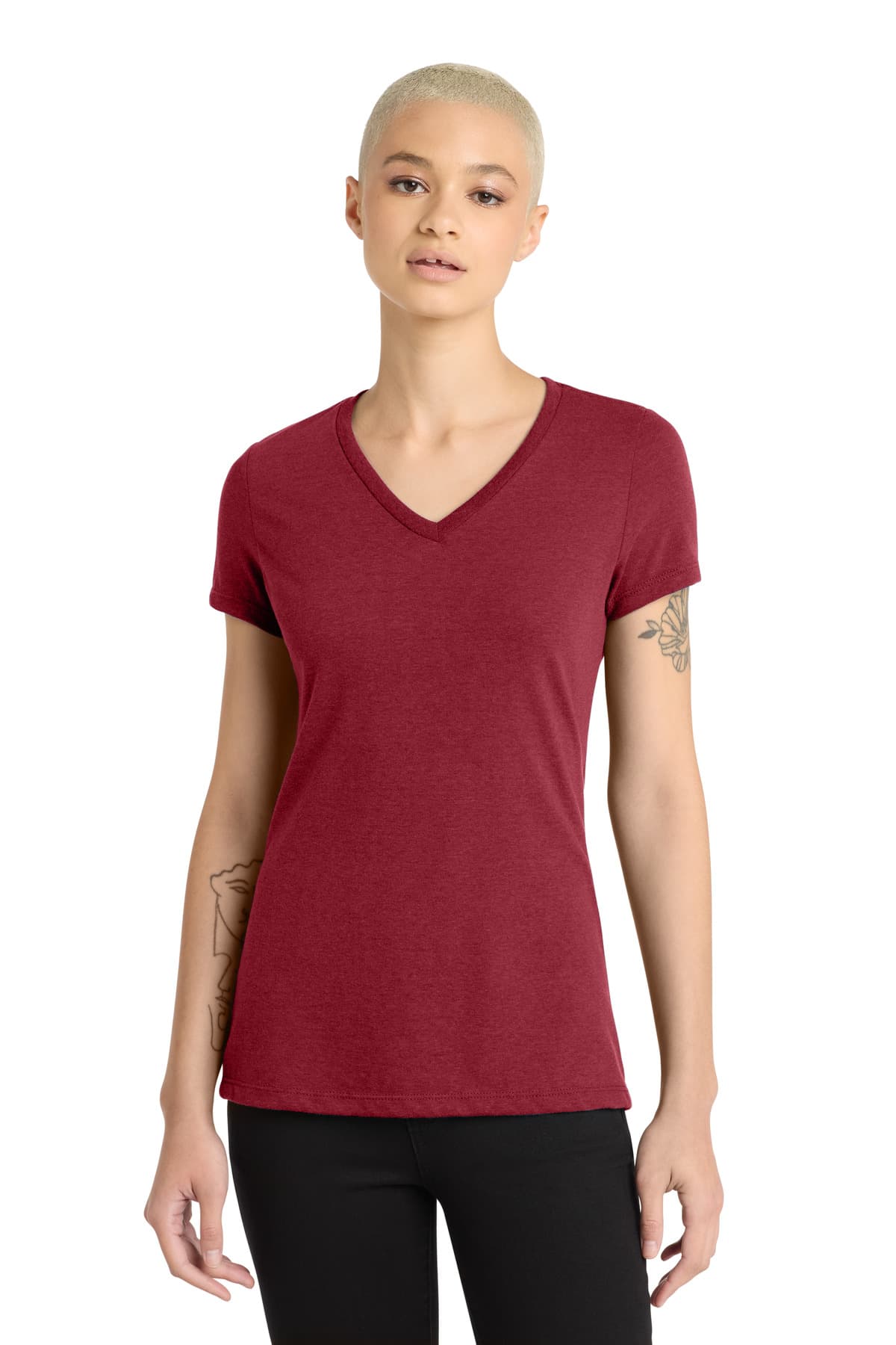 District District Women's Perfect Blend CVC V-Neck Tee. DM1190L