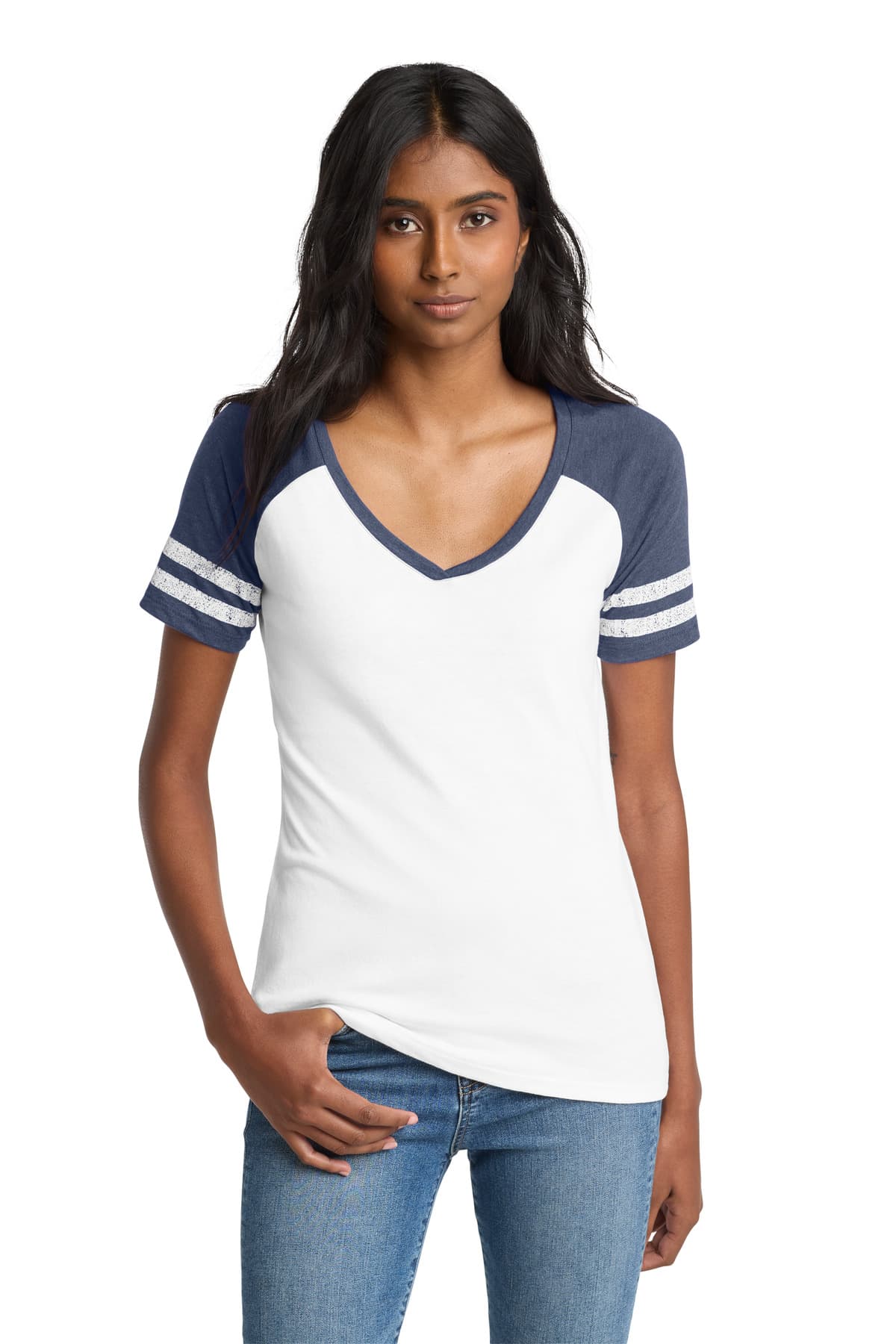 District District  Women's Game V-Neck Tee. DM476