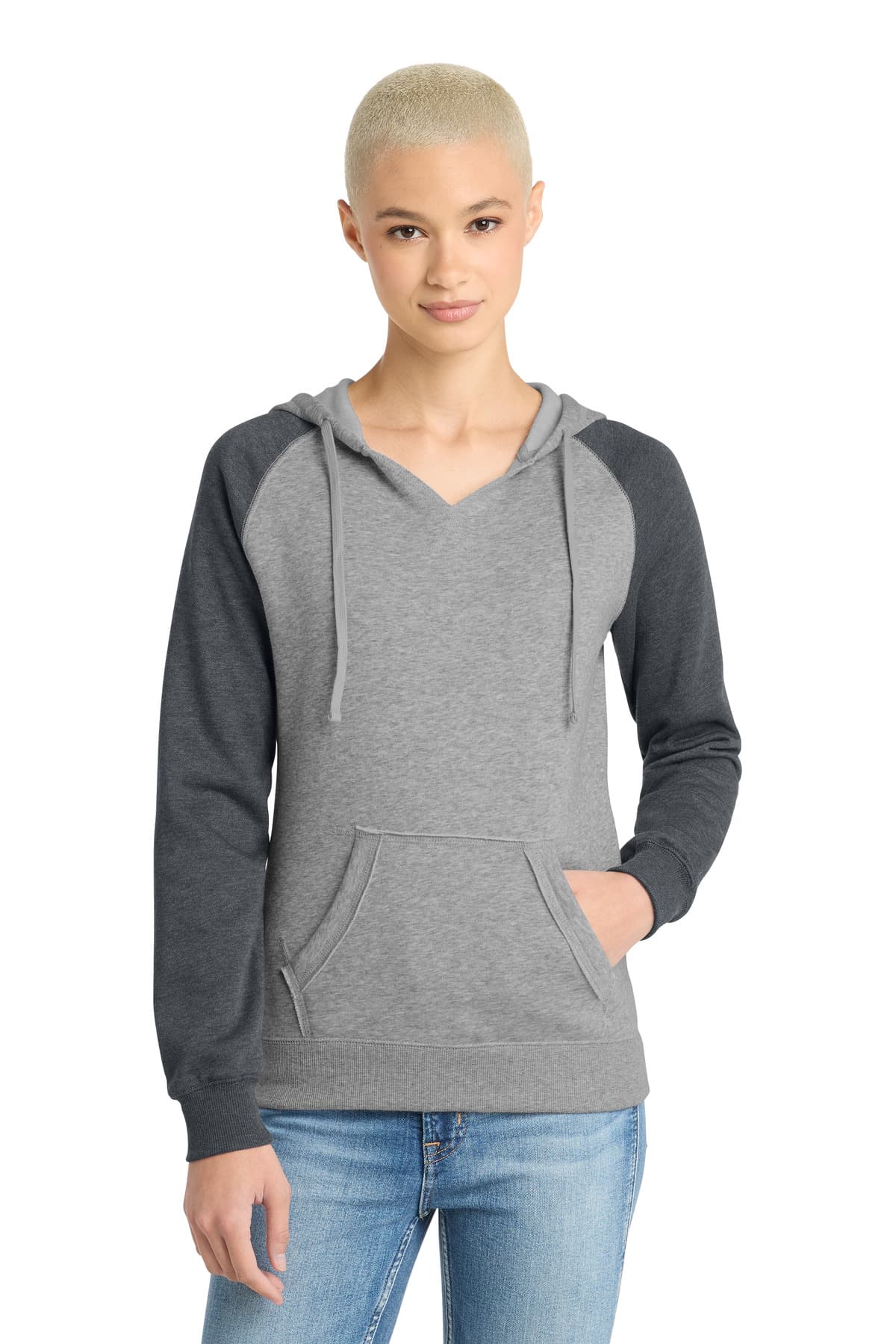 District District Women's Lightweight Fleece Raglan Hoodie.  DT296