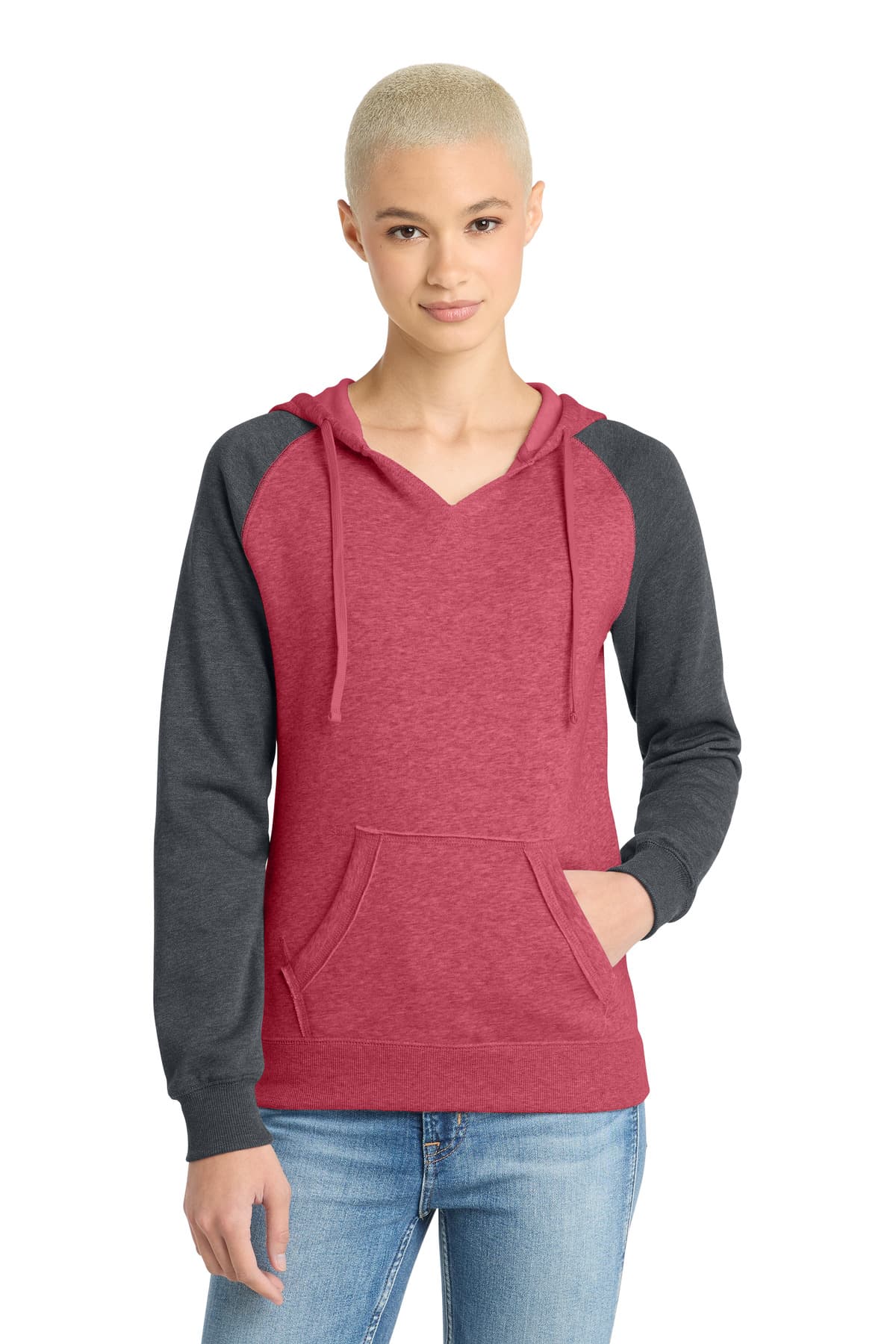 District District Women's Lightweight Fleece Raglan Hoodie.  DT296