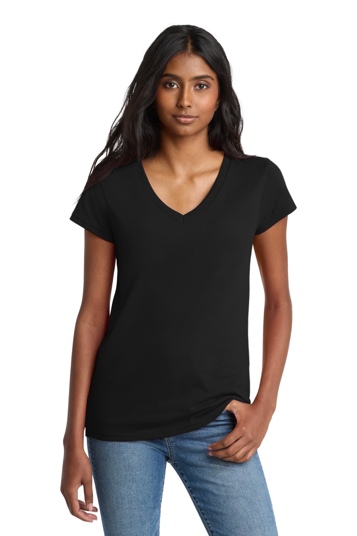 District District  Women's Re-Tee  V-Neck DT8001 in Black