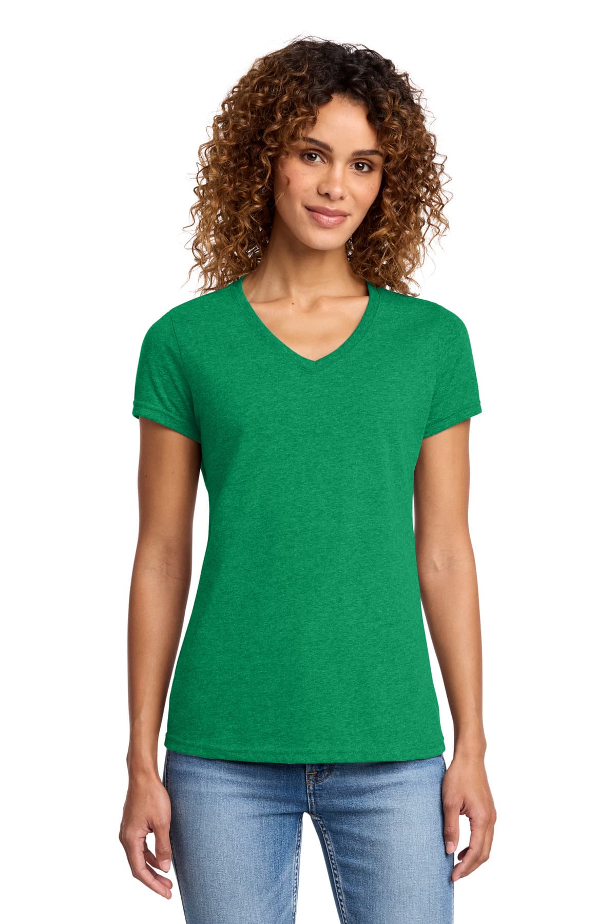 Port & Company Port & Co Women's Fan Favorite Blend V-Neck Tee. LPC455V in Athletic Kelly Green Heather