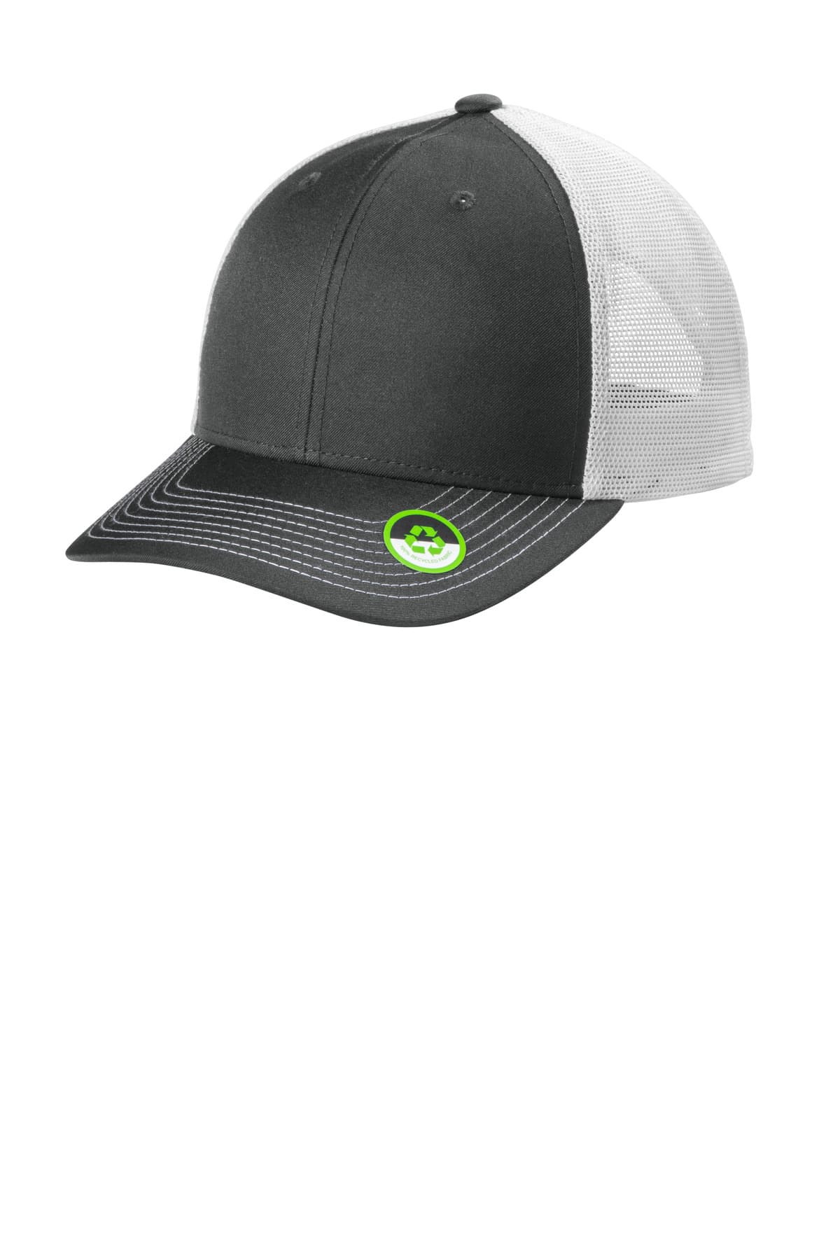 Port Authority Port Authority Eco Snapback Trucker Cap C402ECO in Smoke Grey/ White