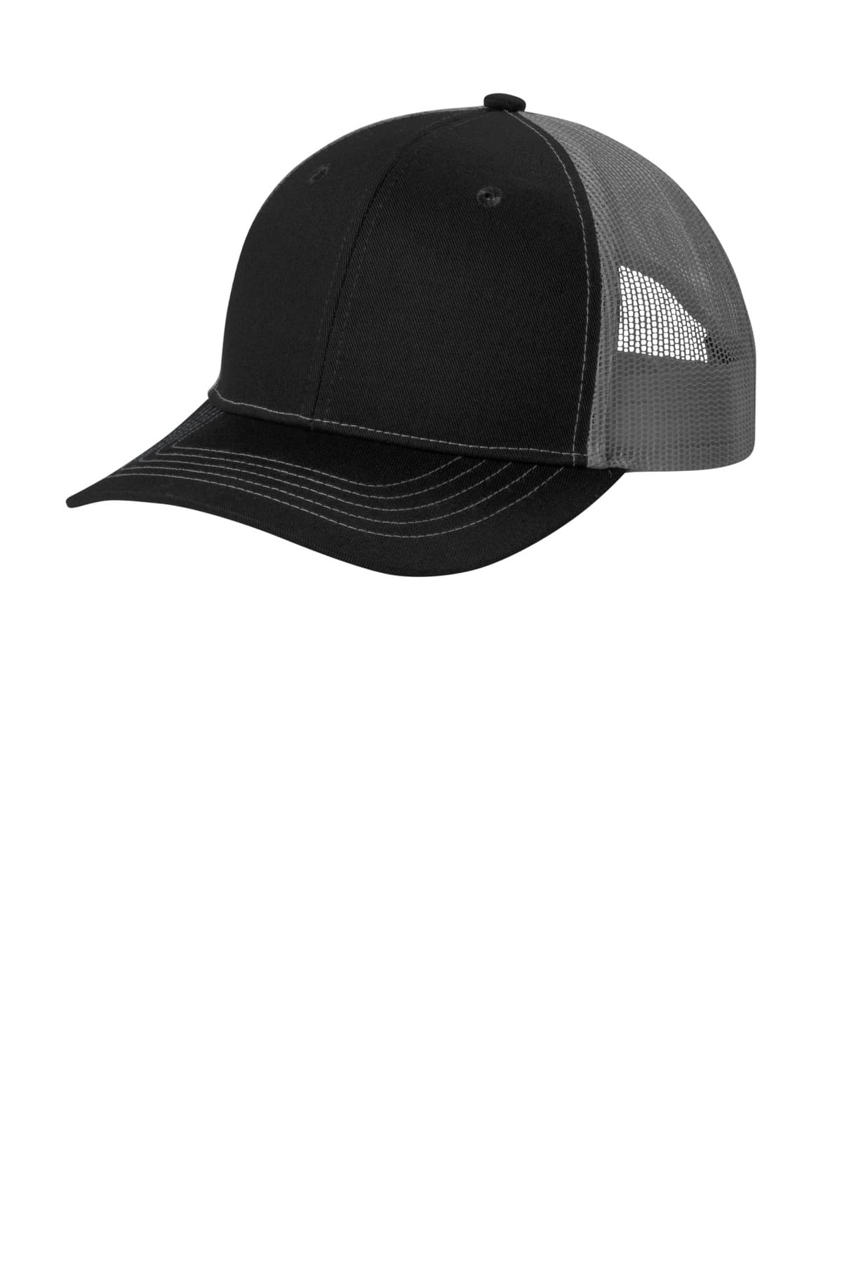 Port Authority Port Authority Youth Snapback Trucker Cap YC402 in Black/ Grey Steel