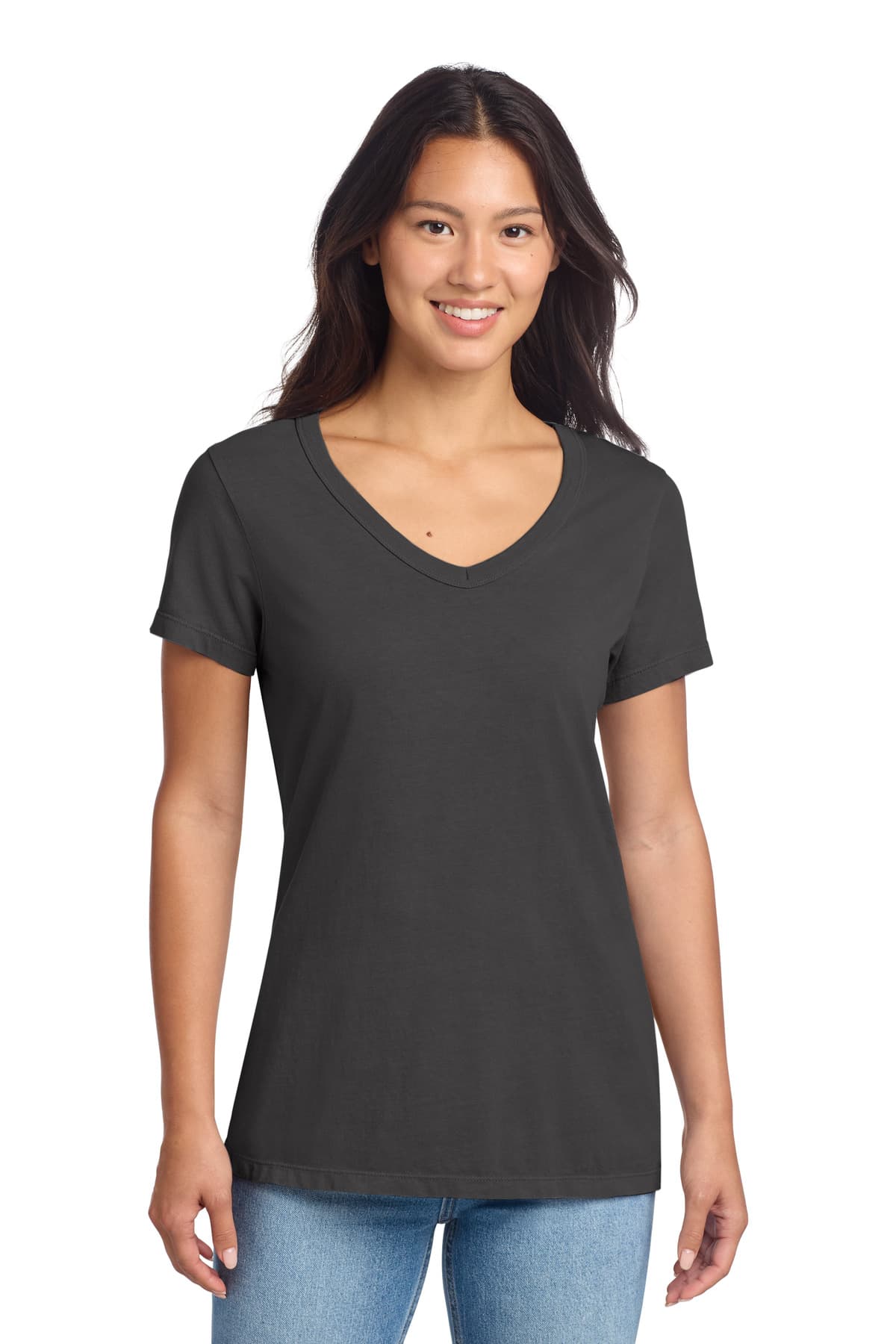 Port & Company Port & Co Women's Beach Wash Garment-Dyed V-Neck Tee LPC099V in Coal