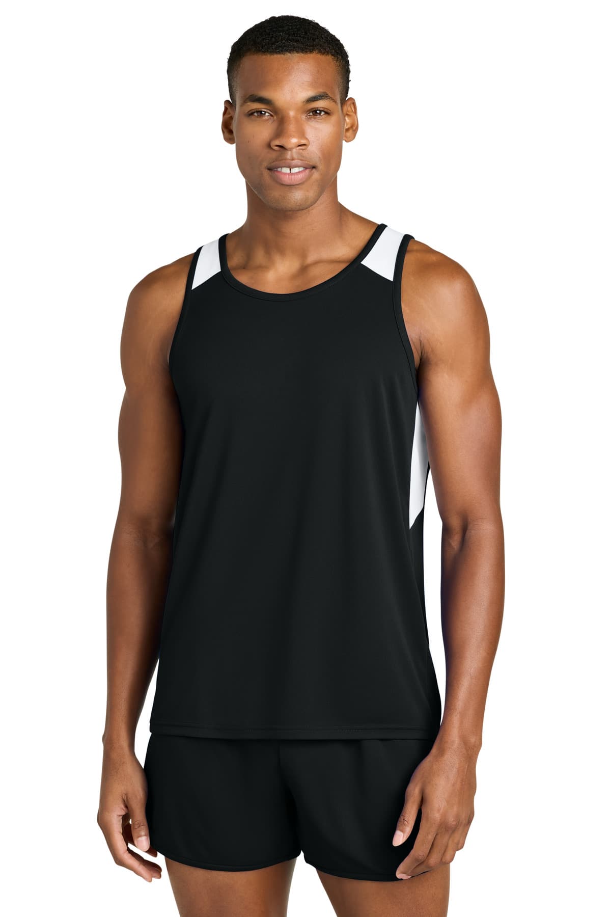 Sport-Tek Sport-Tek Club Track Tank ST446 in Black/ White
