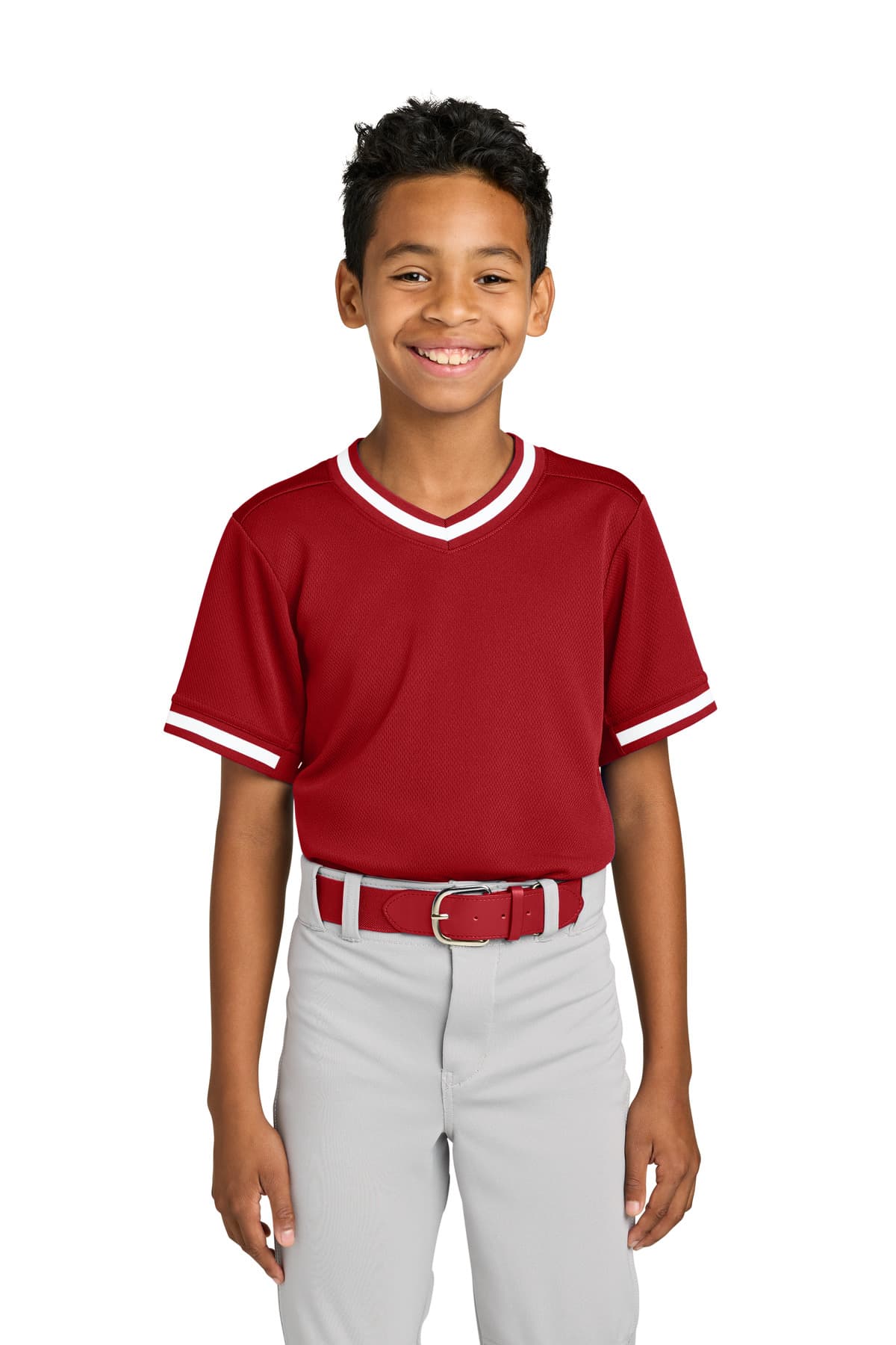 Sport-Tek Sport-Tek Youth Tough Mesh V-Neck Baseball Jersey YST221