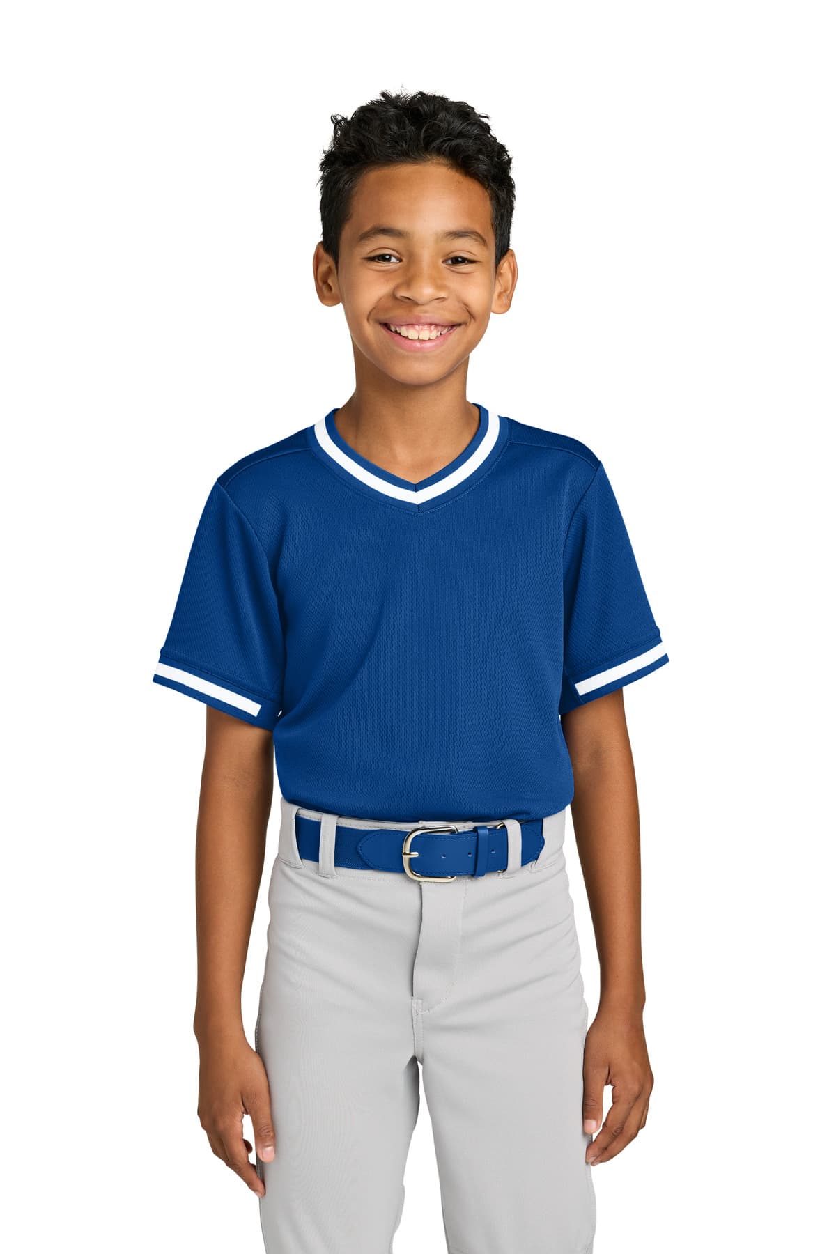 Sport-Tek Sport-Tek Youth Tough Mesh V-Neck Baseball Jersey YST221