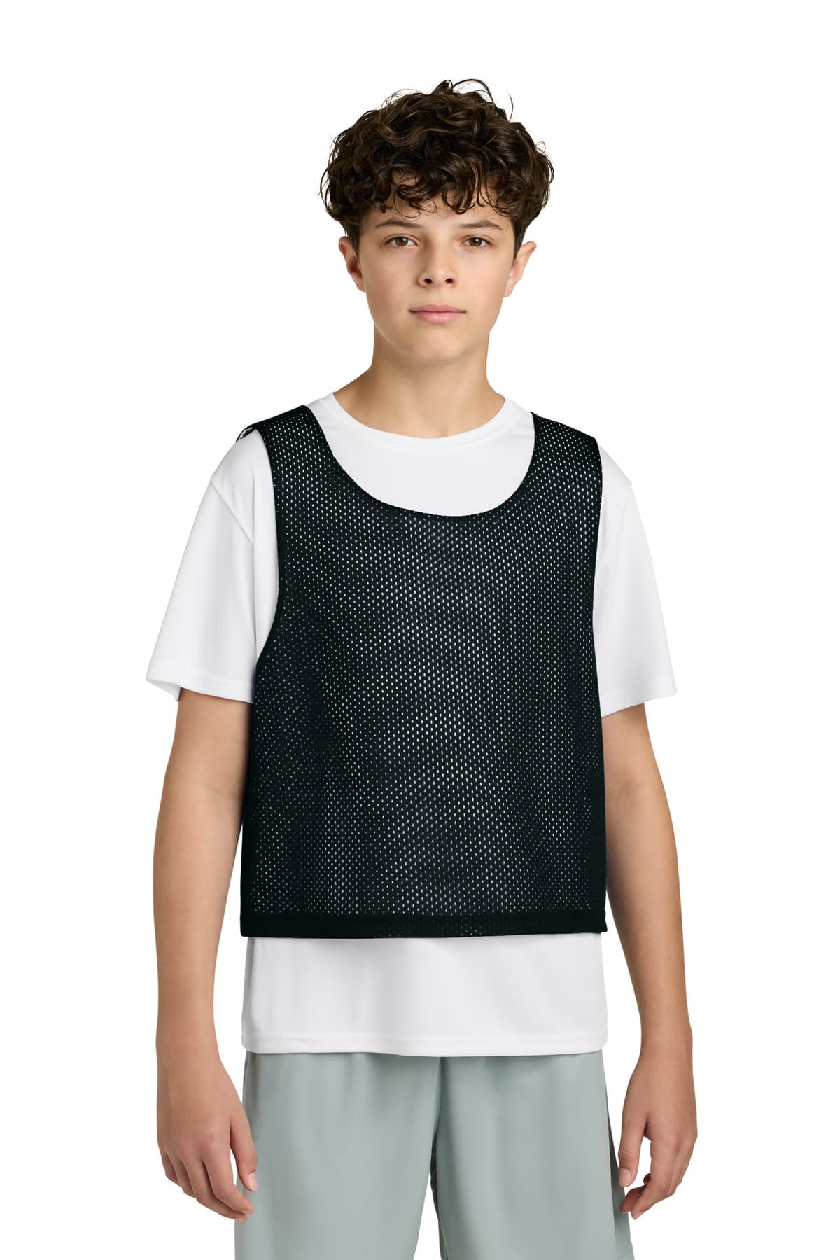 Sport-Tek Sport-Tek Youth Lacrosse Reversible Pinnie YST512 in Black/ White
