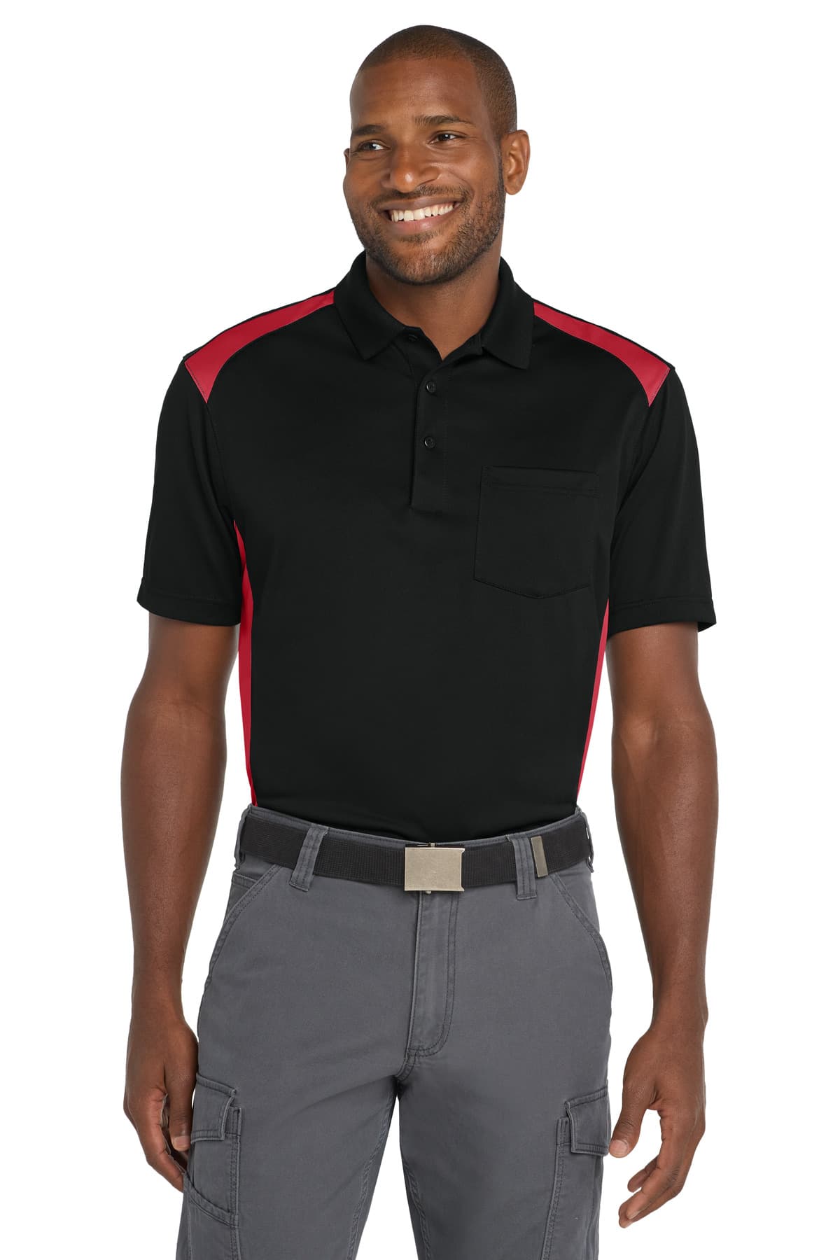 CornerStone CornerStone Select Snag-Proof Two Way Colorblock Pocket Polo. CS416