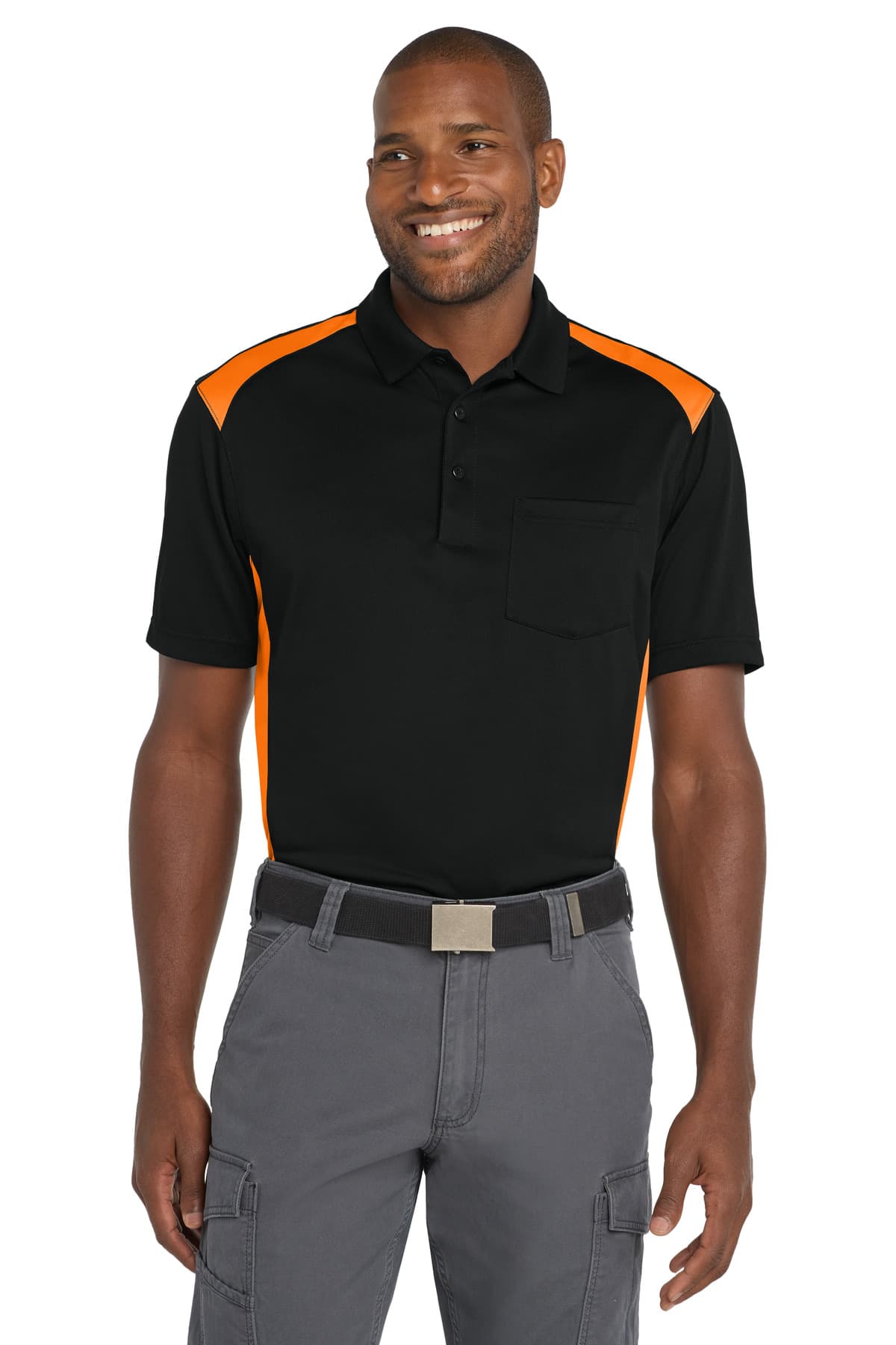CornerStone CornerStone Select Snag-Proof Two Way Colorblock Pocket Polo. CS416