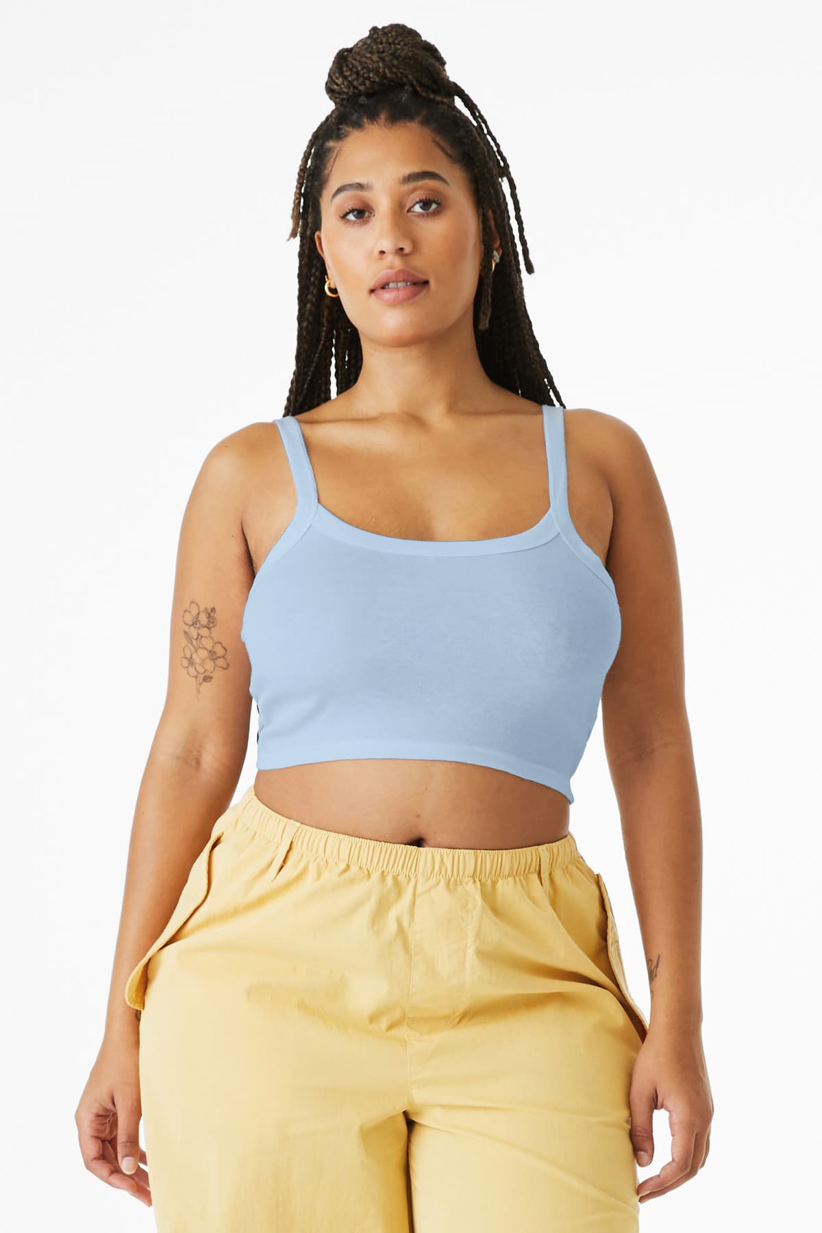 Bella + Canvas BELLA+CANVAS Women's Micro Rib Spaghetti Strap Tank BC1012 in Solid Baby Blue Blend
