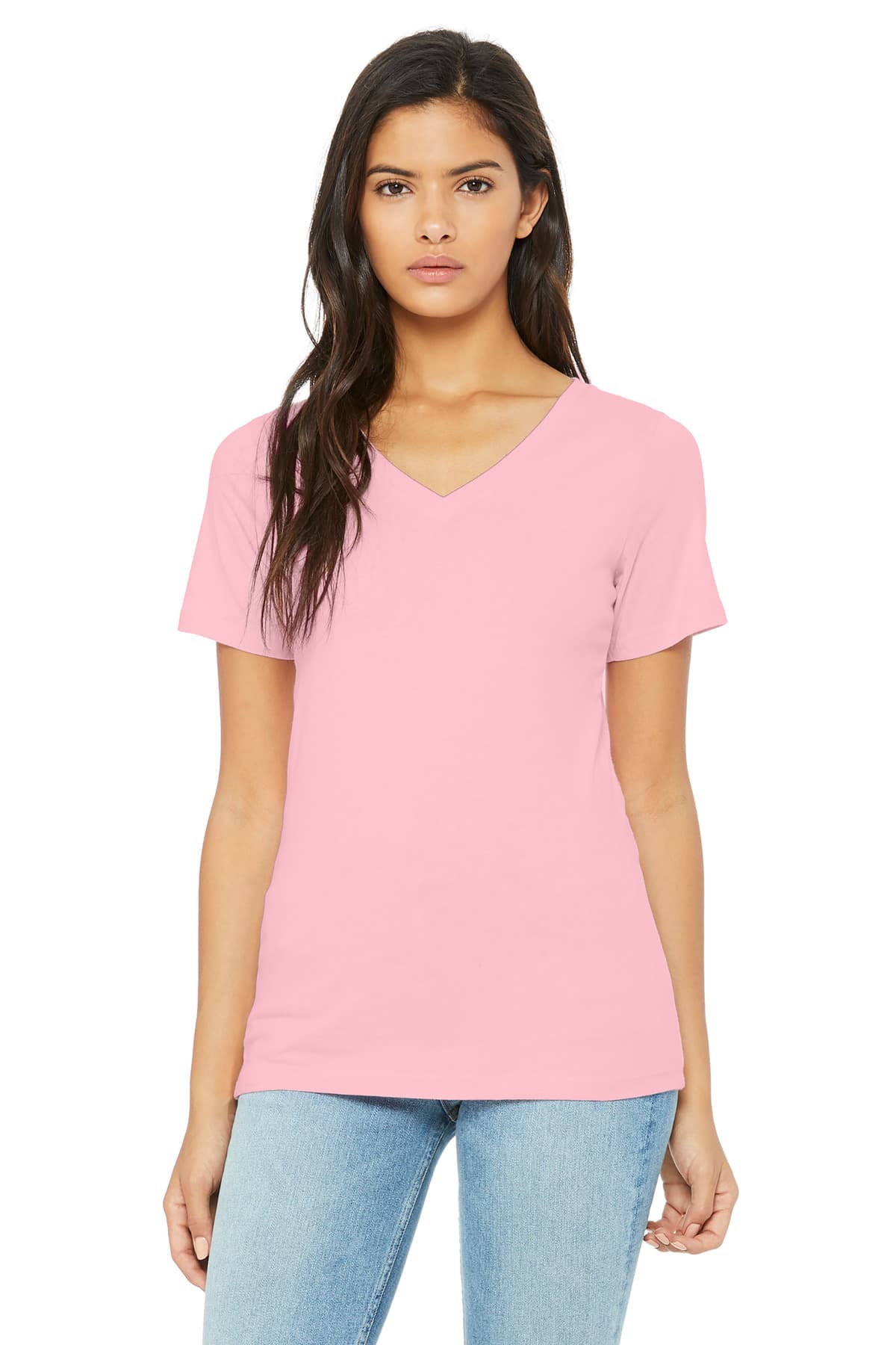 Bella + Canvas BELLA+CANVAS  Women's Relaxed Jersey Short Sleeve V-Neck Tee. BC6405
