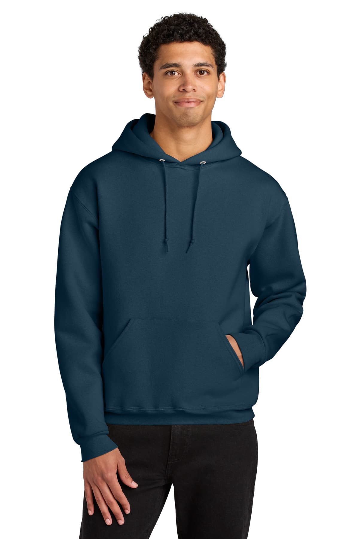Jerzees Jerzees Rugged Unisex Hooded Sweatshirt H12M in Washed Navy