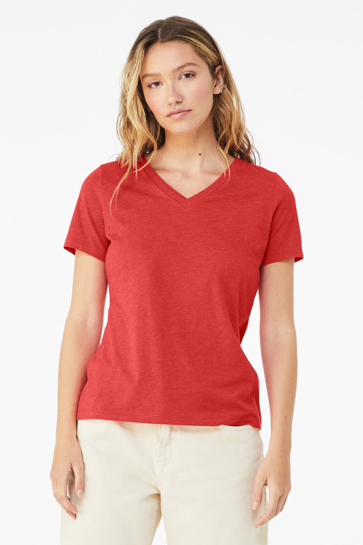 Bella + Canvas BELLA+CANVAS Women's Relaxed Heather CVC V-Neck Tee BC6405CVC