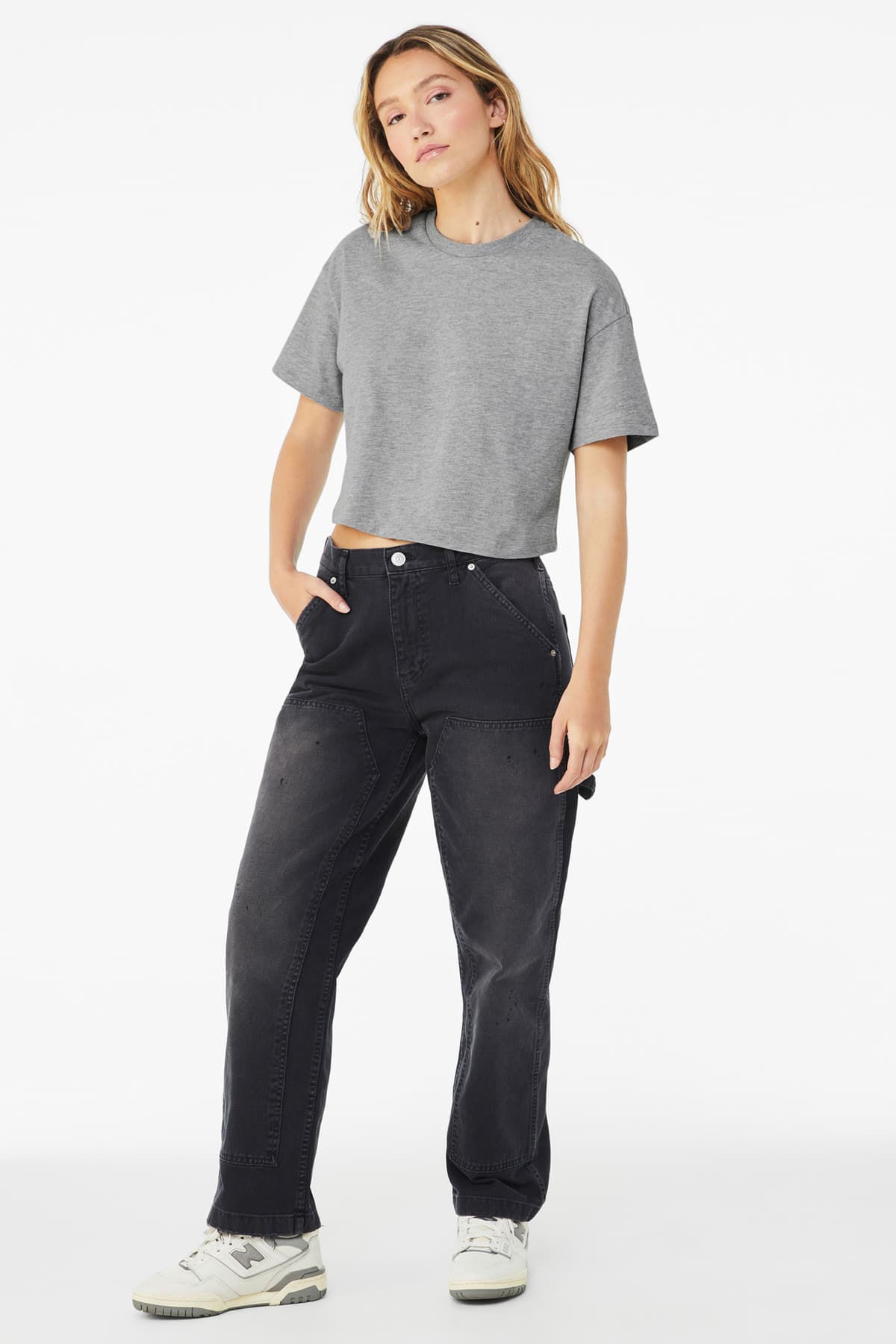 Bella + Canvas BELLA+CANVAS Women's Jersey Crop Tee BC6482 in Athletic Heather