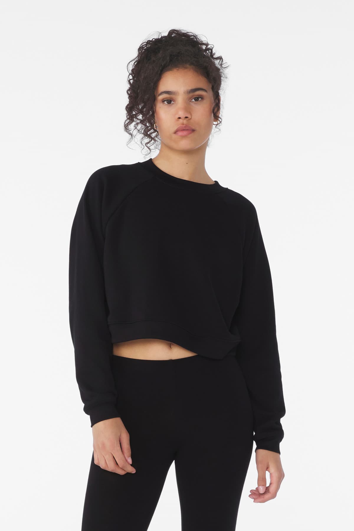 Bella + Canvas BELLA+CANVAS Women's Raglan Pullover Sponge Fleece BC7505 in Black
