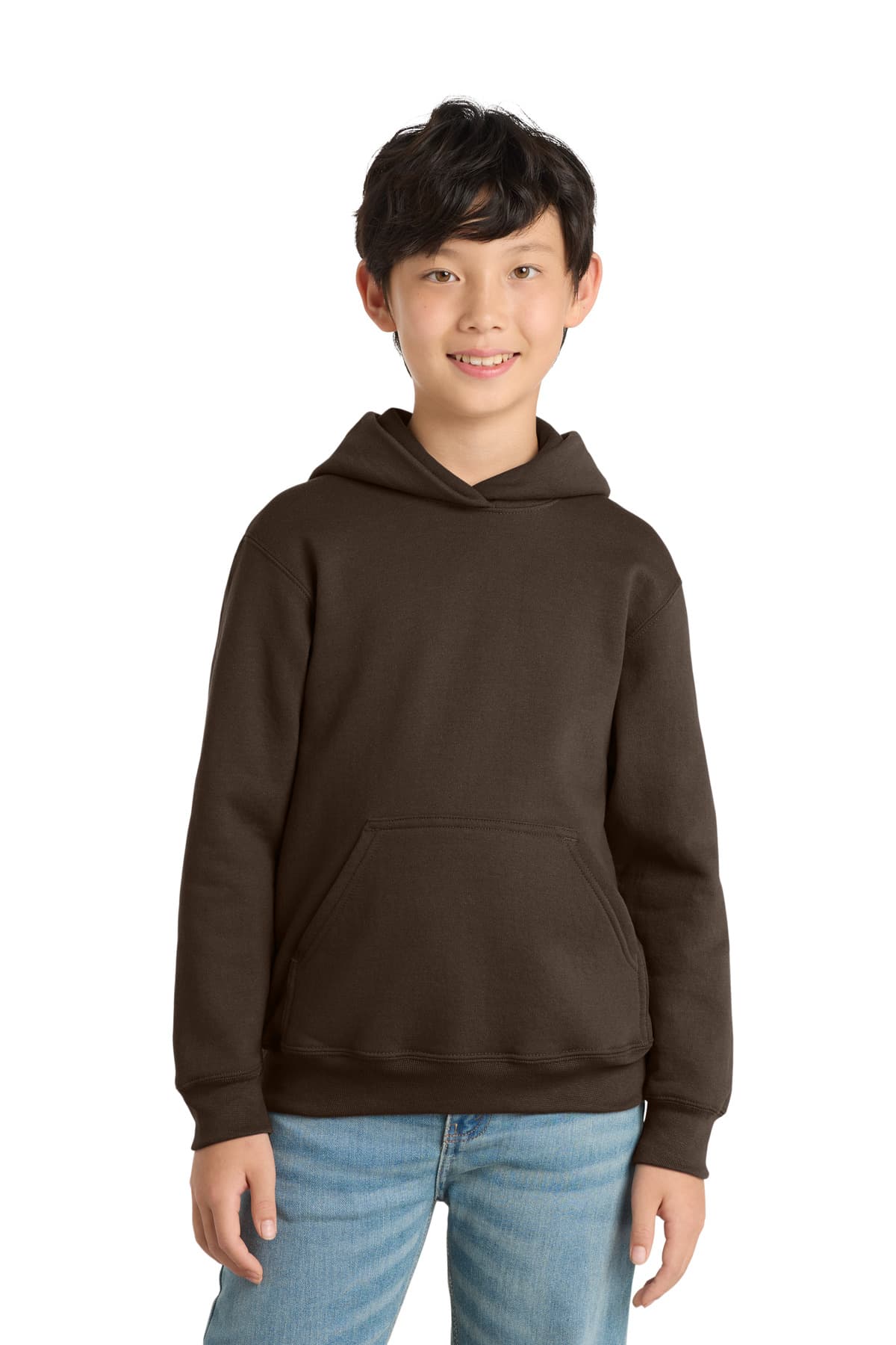Port & Company Port & Co Youth Core Fleece Pullover Hooded Sweatshirt PC78YH in Dark Chocolate Brown