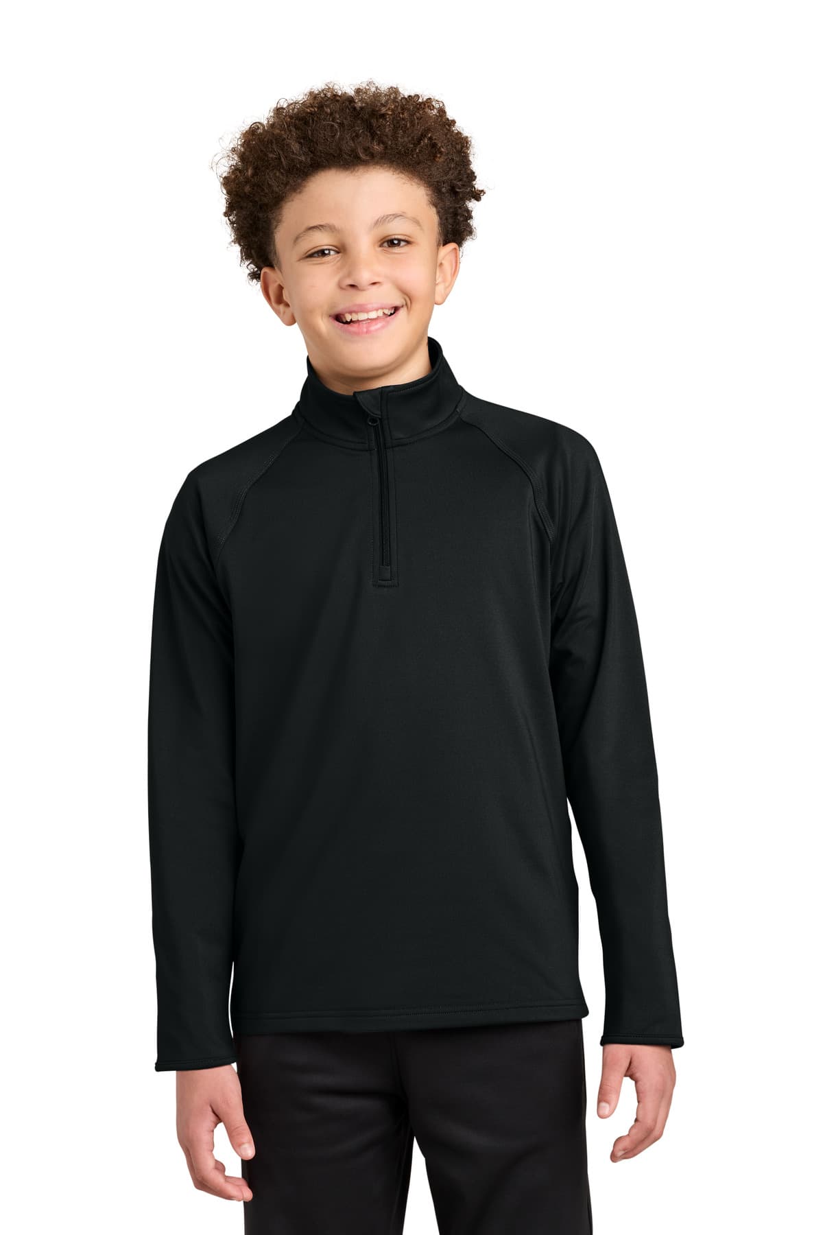 Sport-Tek Sport-Tek Youth Sport-Wick Stretch 1/4-Zip Pullover YST850 in Black