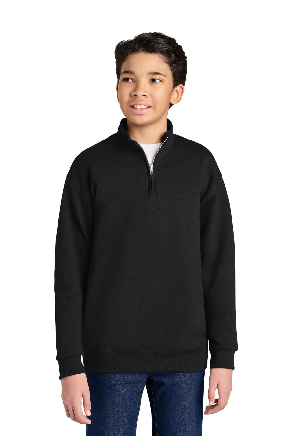 Jerzees Jerzees Youth NuBlend 1/4-Zip Cadet Collar Sweatshirt 995Y in Black