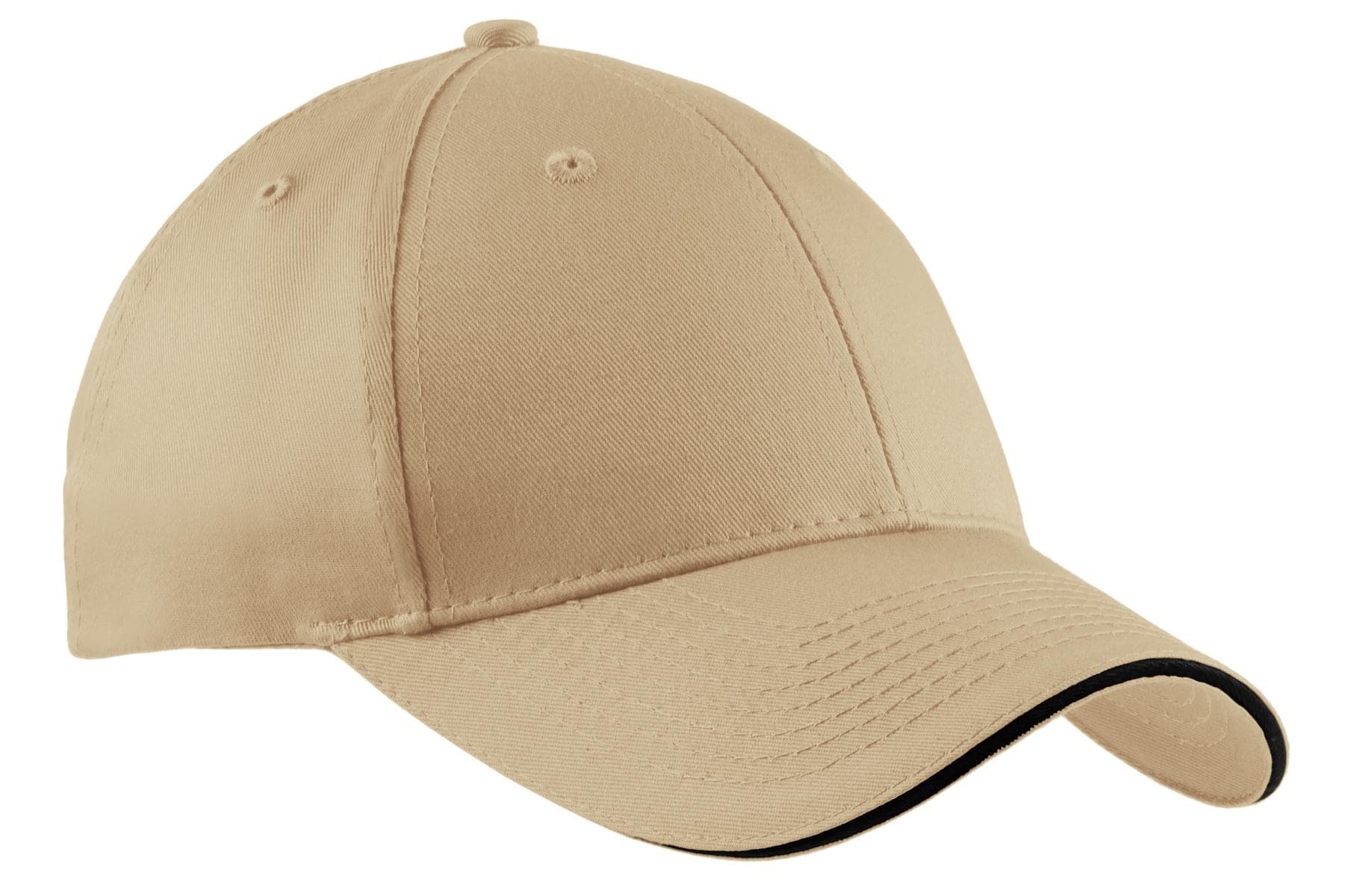 Port Authority Port Authority Cotton Twill Sandwich Bill Cap.  CP85 in Stone/ Black