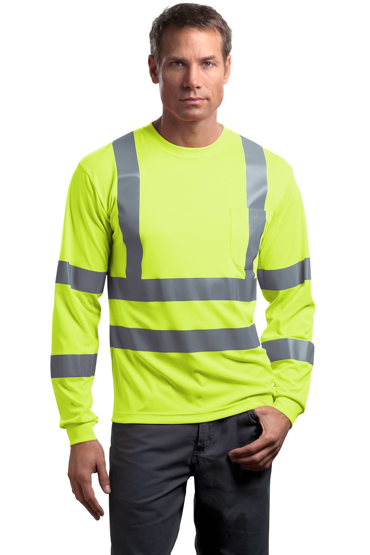 CornerStone CornerStone - ANSI 107 Class 3 Long Sleeve Snag-Resistant Reflective T-Shirt. CS409