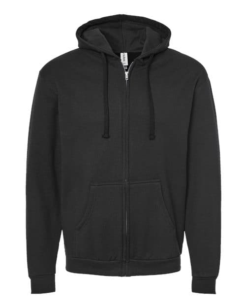 Tultex Unisex Full-Zip Hooded Sweatshirt in Black