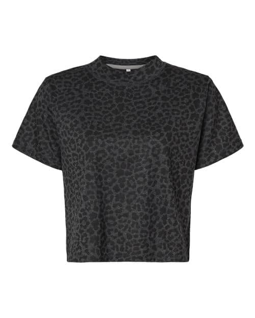LAT Women's Boxy Tee in Black Leopard