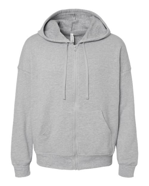 BELLA + CANVAS Unisex Sponge Fleece DTM Full-Zip Hoodie Sweatshirt in Athletic Heather