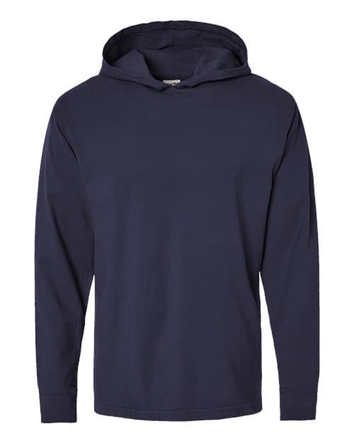 ComfortWash by Hanes Unisex Garment-Dyed Jersey Hooded Long Sleeve T-Shirt in Anchor Slate