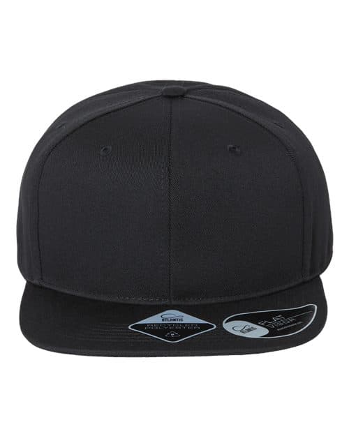 Atlantis Headwear Sustainable Flat Bill Cap in Black