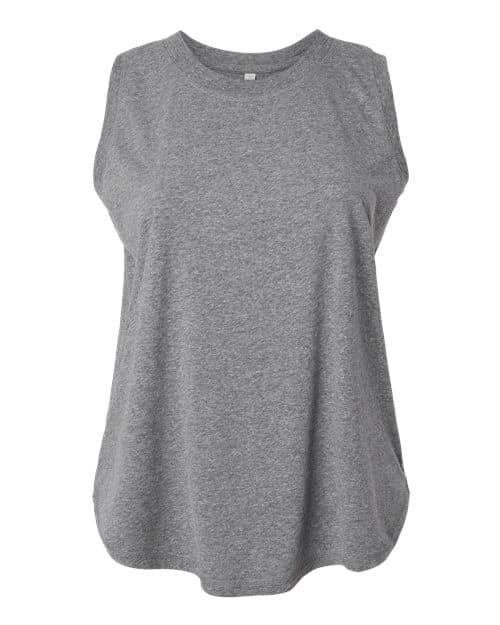 LAT Women's Curvy Relaxed Fine Jersey Tank in Granite Heather