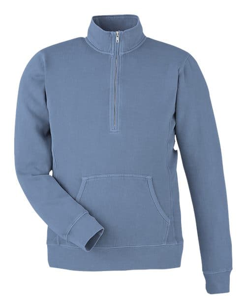 J. America Unisex Pigment-Dyed Fleece Quarter-Zip Pullover