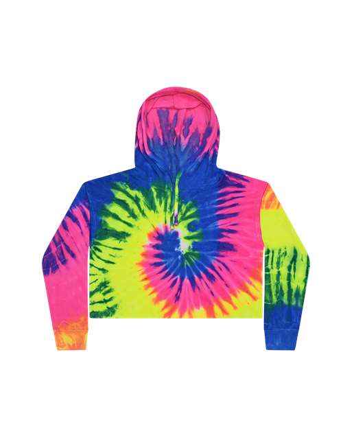 Colortone Women's Tie-Dyed Crop Hooded Sweatshirt