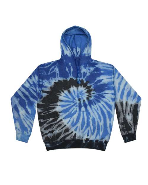 Colortone Unisex Tie-Dyed Cloud Inside-Out Fleece Hooded Sweatshirt in Blue Ocean