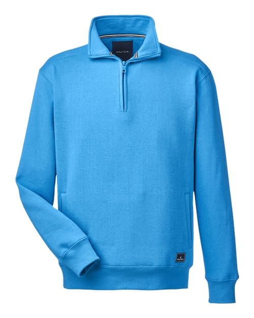Nautica Men's Anchor Fleece Quarter-Zip Pullover in Azure Blue