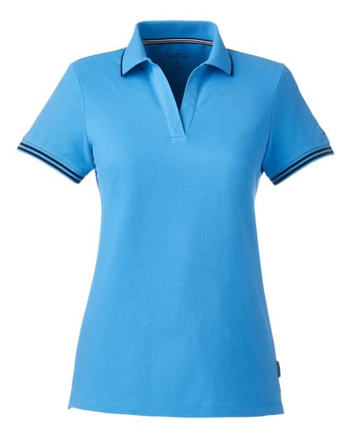Nautica Women's Deck Polo in Azure Blue