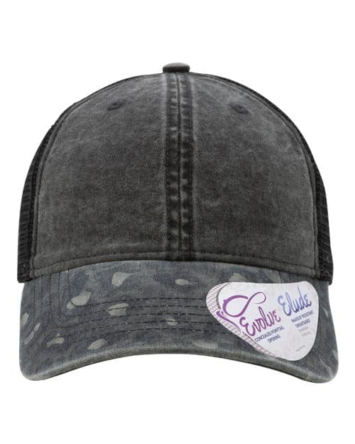 Infinity Her Women's Printed Bill with Mesh Back Cap in Black/ Black Leopard/ Black