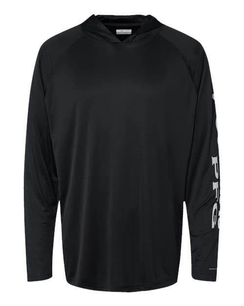 Columbia Men's PFG Terminal Tackle™ Hooded Long Sleeve T-Shirt in Black/ Cool Grey