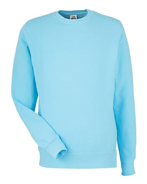 J. America Unisex Pigment-Dyed Fleece Crewneck Sweatshirt in Capri