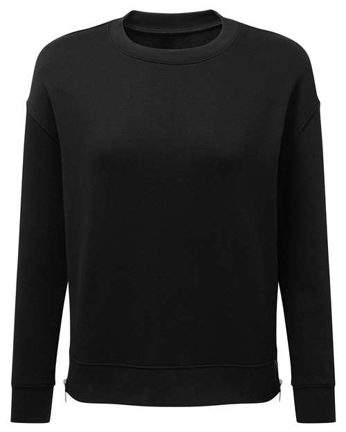 TriDri Women's Billie Side-Zip Crewneck Sweatshirt in Black