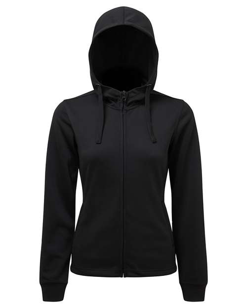 TriDri Women's Spun Dyed Full-Zip Hooded Sweatshirt in Black